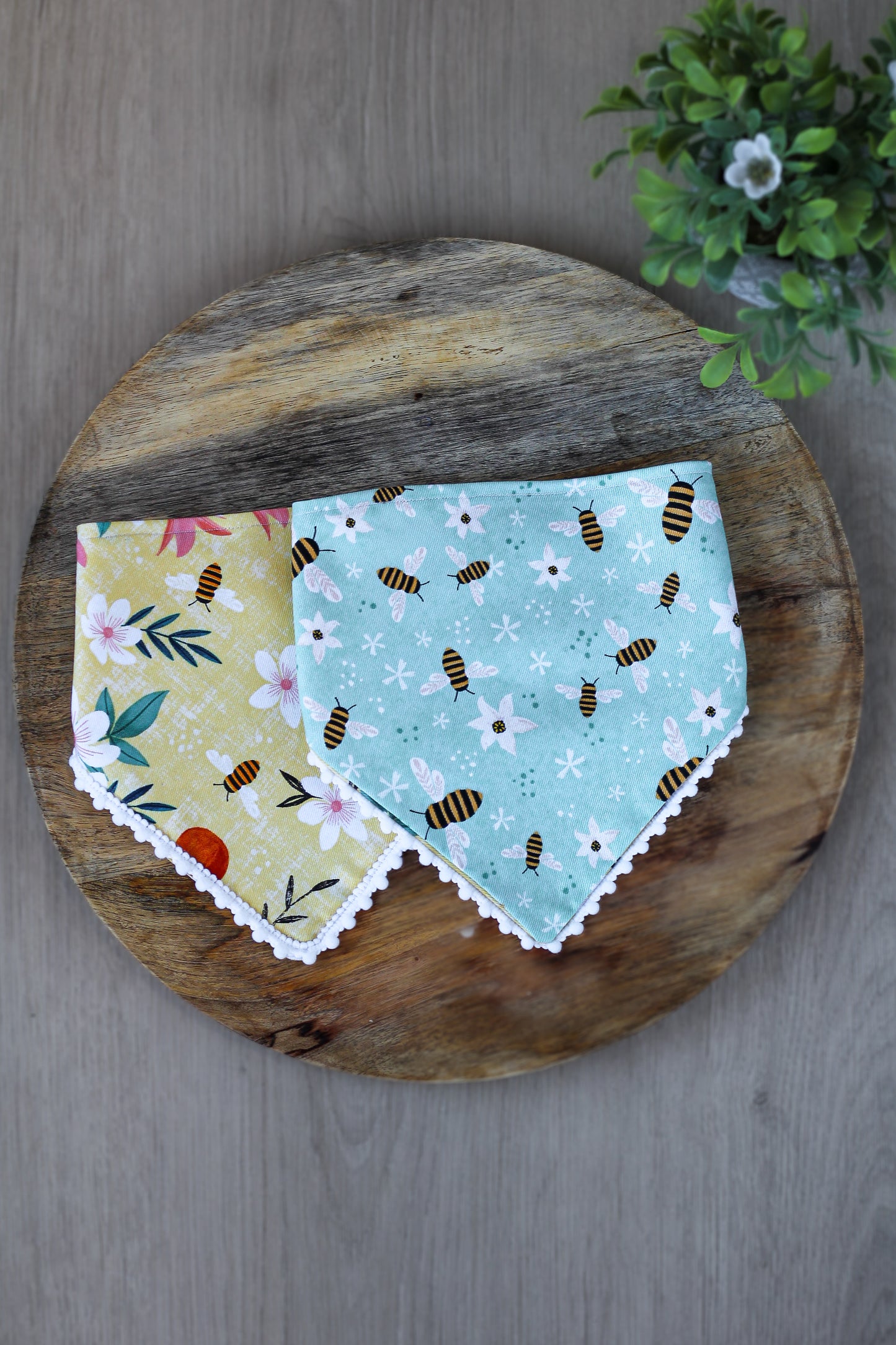 Mint and Yellow Bumble Bee Bandana