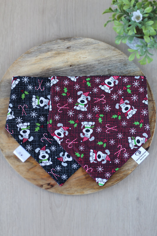 Black and Red Christmas Glitter Bandana